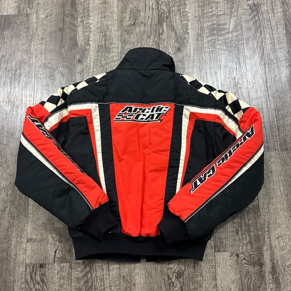 Vintage Arctic Cat Snowmobile Racing Jacket Zip Out Liner Thinsulate Checkered - Picture 2 of 5